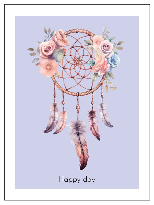 Obraz, plakát, lapač snů, pastelové barvy, boho modrá s vlastním textem, dárek pro dítě do dětského pokoje, ZivotniOkamziky.cz