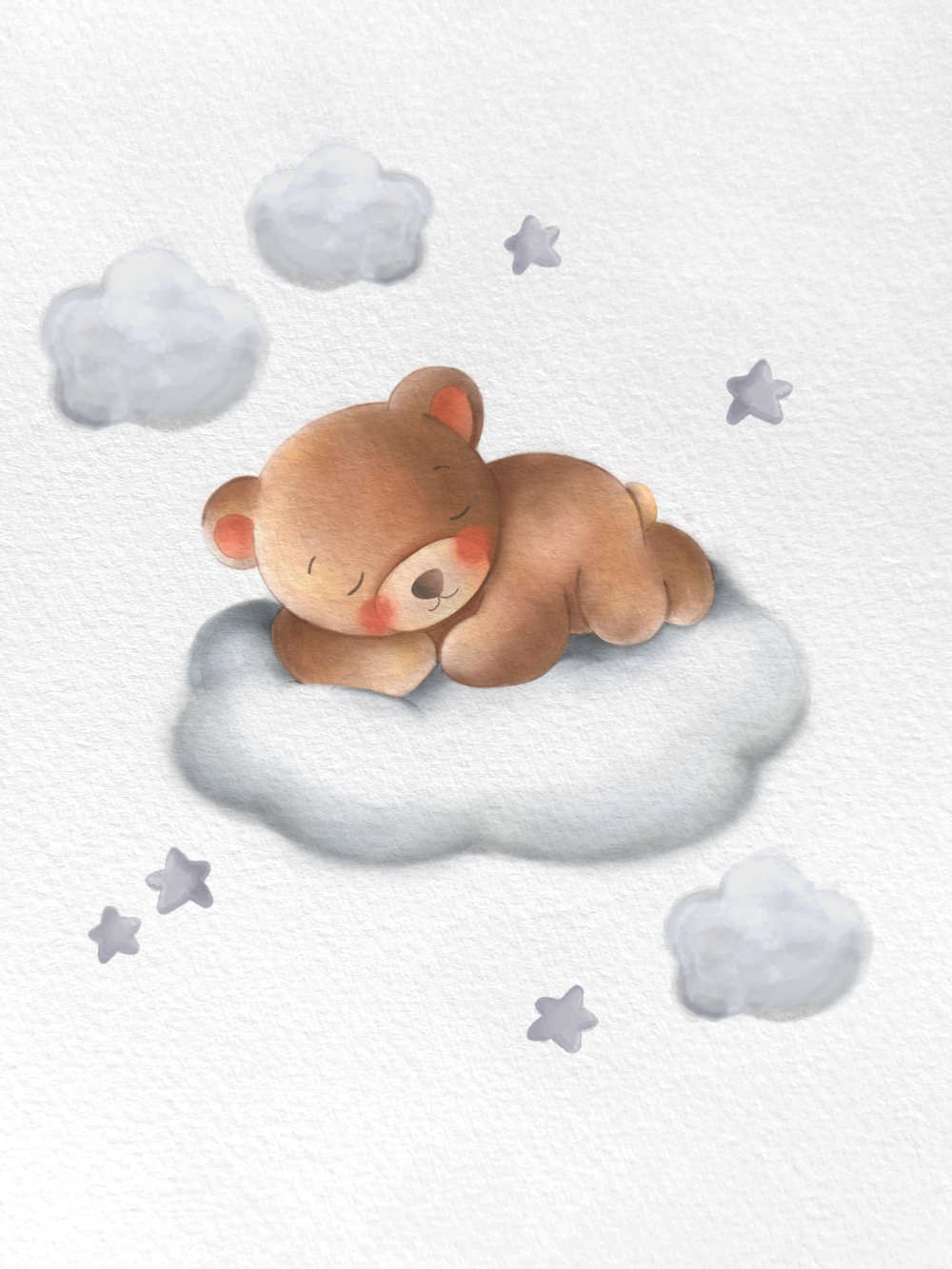 Originální personalizovaný obraz nebo plakát na míru jako dárek pro dítě, medvídek na obláčku | ZivotniOkamziky.cz