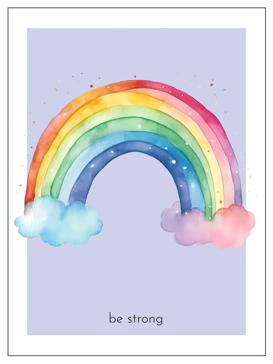 Obraz, plakát, pestrobarevná duha, pastelové barvy, modrá s vlastním textem, dárek pro dítě do dětského pokoje, ZivotniOkmaziky.cz