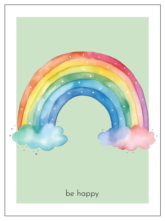 Obraz, plakát, pestrobarevná duha, pastelové barvy, zelená s vlastním textem, dárek pro dítě do dětského pokoje, ZivotniOkmaziky.cz